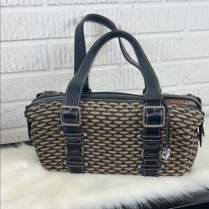 Vintage Brighton Stylish Black and Tan Woven Handbag